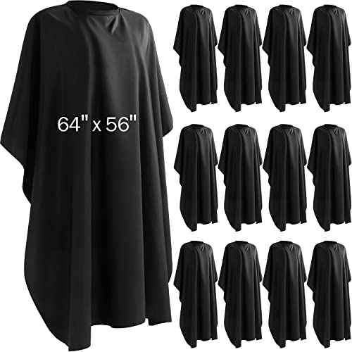 12Pcs Barber Cape 64 x 56'' Large Waterproof Hair Cutting Salon Cape Adjustable Snaps for Hair Dye Salon Stylist Supplies