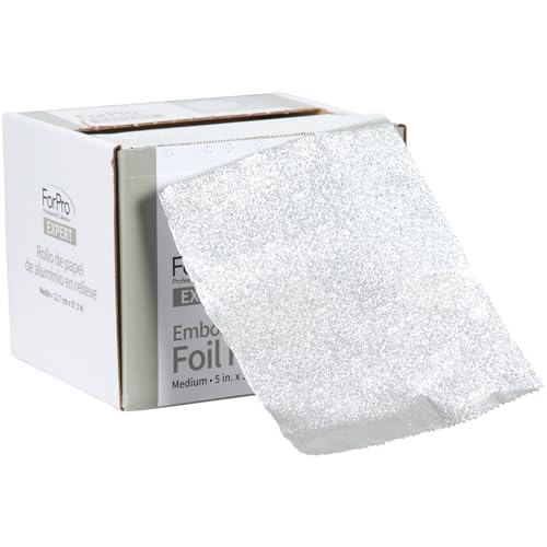 ForPro Professional Collection Expert Embossed Aluminum Foil Roll, 320 Ft Hair Foils for Color Application and Highlighting Services, Silver, Medium, 5W