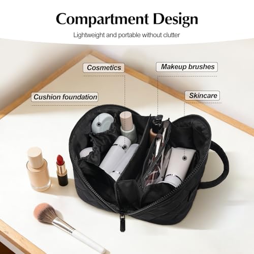 Quilted Makeup Bag Set - Waterproof Cosmetic Organizer for Travel