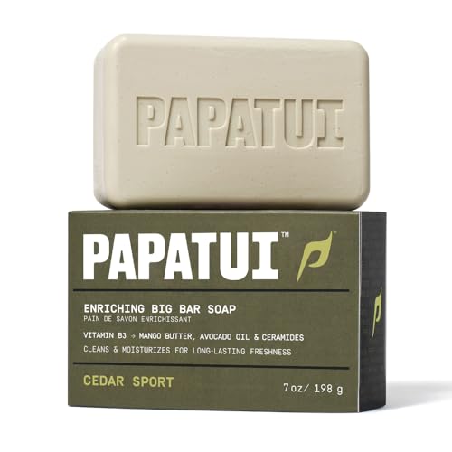 Papatui by Dwayne Johnson Enriching Bar Soap for Men | Hydrating Daily Cleanser | Moisturizes with Mango Butter and Avocado Oil | Cedar Sport | 7oz