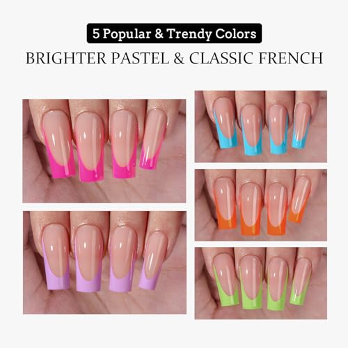 BTArtboxnails Long Square Pastel Fake Nails 160Pcs with Gel Adhesive