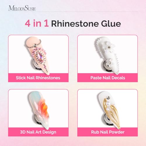 MelodySusie 2Pcs Nail Rhinestone Glue Gel - Strong Adhesive 3D Gem Glue (12ml)