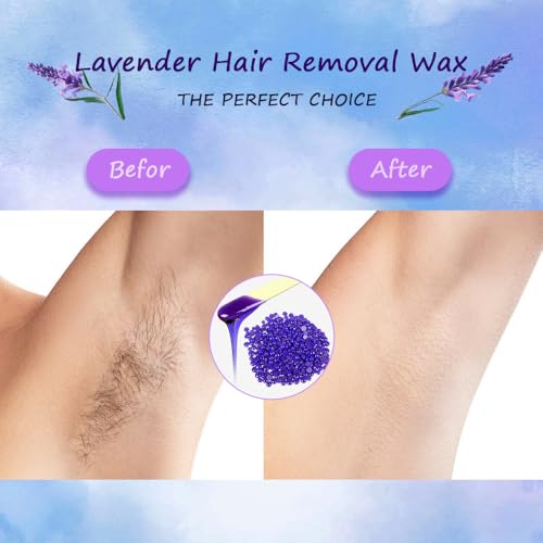 TooGet Hair Removal Wax, Lavender Flavor Wax Beads for Sensitive Skin, Suitable for Face, Eyebrow, Leg, Coarse Body Hair Specific - 14OZ
