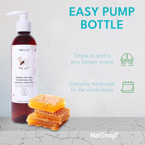 NatShop | Bee Silk Body Lotion With Olive Oil Beeswax And Vitamin E | 8.8oz Pump