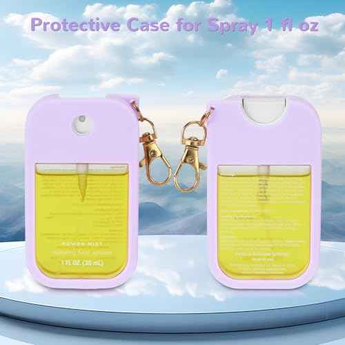 Hand Sanitizer Spray Case Compatible with Touchland Power Mist 1 oz ? Silicone Case with Keychain for Touch Land Mist 1 fl oz£¨30 ml£©, Hand Sanitizer Accessory for 1 fl oz (Purple+Blue+Red, 3 Pack)