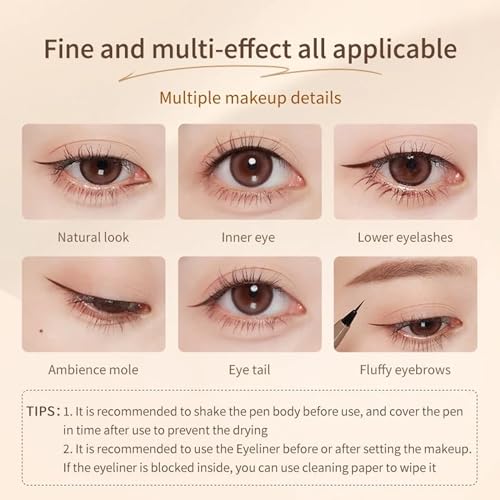 Liquid Eyeliner, Ultra Fine Liquid Eyeliner Waterproof with Smooth Strong Fibres, Smudge-proof, Longwearing, Smooth Eye Liners with Ultra-Fine Tip (#01 Black Upgrade)