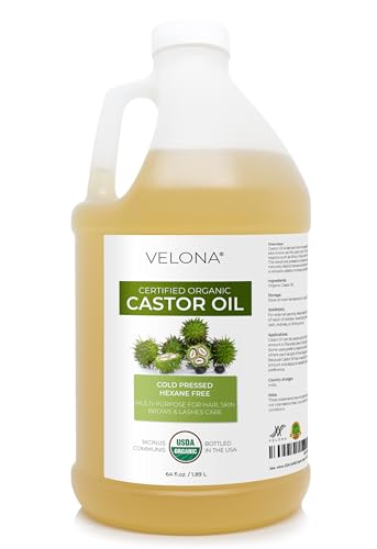 Organic Castor Oil - 64 fl oz Cold Pressed USDA Certified USP Grade, for Hair & Skin Care