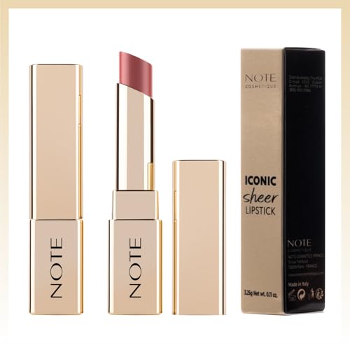 NOTE Iconic Sheer Lipstick - Hydrating Lipstick for Women - Balm-Like, Natural Sheer Finish Formula - Buildable Lip Makeup - 201-0.11 oz