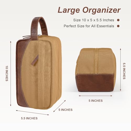 Ezday Brown Medium Water-Resistant Travel Toiletry Bag with Hanging Organizer