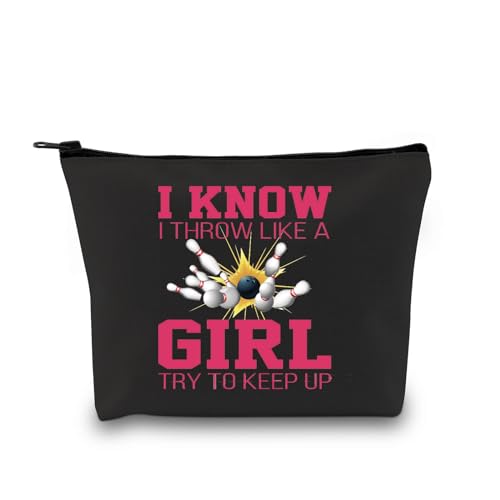 GJTIM Bowling Gift Bowling Lover Cosmetic Bag Bowling Travel Zipper Pouch for Bowling Team (Keep Up Bowling Bag)
