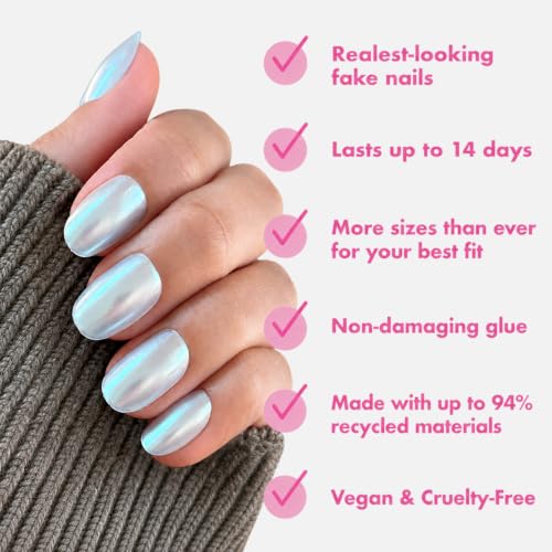 Olive & June Maximalist Sky Chrome Press-On Nails - Real-Looking, Salon-Quality Fake Nails