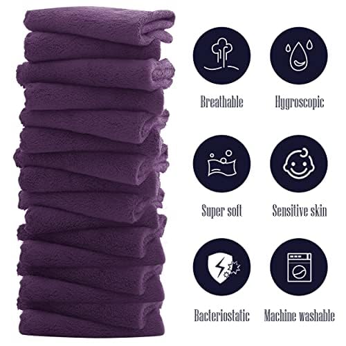 48 Count Premium Makeup Remover Cloths- Super Soft Not Wear Skin - 8x8 Inches - Highly Absorbent Microfiber Coral Velvet Fingertip Face Towels Washcloths for Hand and Make Up, Quick Dry - Plum