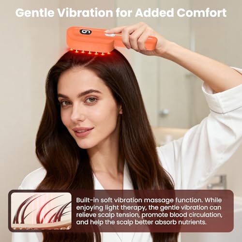Red Light Therapy Scalp Comb with 4 Light Wavelengths & Vibration Massage