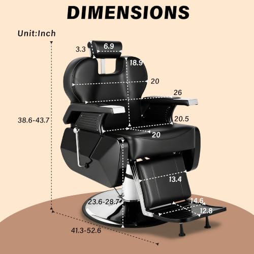 Professional Barber Chair Hydraulic Salon Reclining Heavy Duty