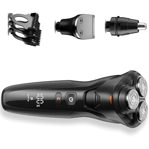 Cordless Electric Razor for Men: 3-in-1 Shaver for Beard/Nose/Sideburns - IPX7 Waterproof Travel Kit