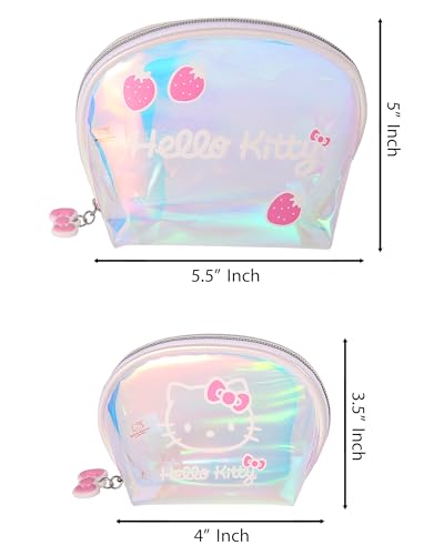 Hello Kitty Makeup Bag Set - Large & Small Clear Travel Pouches