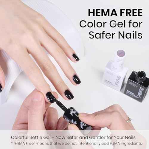 Beetles Black White Gel Nail Polish Kit - 2 Colors Hema Free Soak Off UV Gel Polish Set Same Color Same Bottle Design Manicure Salon DIY at Home for Women