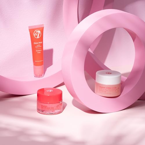 W7 Sweet Dreams Lip Care Trio - 3 Piece Set - Overnight Lip Mask, Lip Balm & Lip Scrub - Strawberry