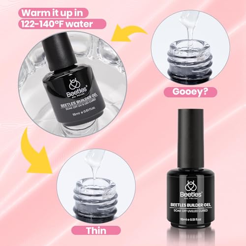 Beetles 8-in-1 Clear Builder Gel for Nails, Long-Lasting Nail Extension & Strengthening