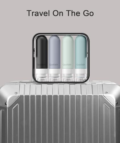 Quatish Leak Proof Travel Bottles - 3 oz Silicone Toiletries, 4 Pack