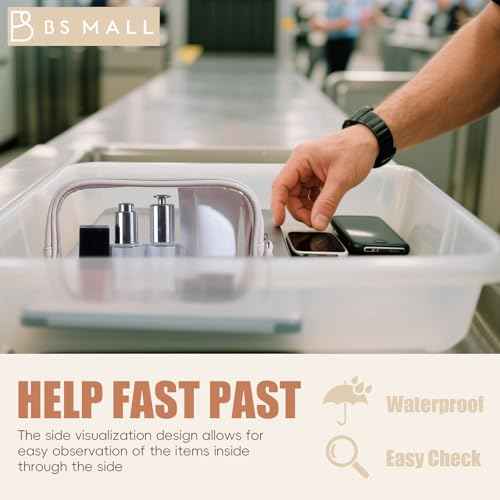 BS-MALL 3 Pack Travel Size Clear Toiletry Bag - Waterproof Makeup Organizer For Brushes & Eye Shadow -Gift Bags For Daily Use & Travel Essentials