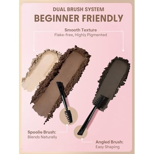 SHEGLAM Puff Brow Palette Eyebrow Powder Waterproof Long Lasting Eyebrow Filler Contour-Brown