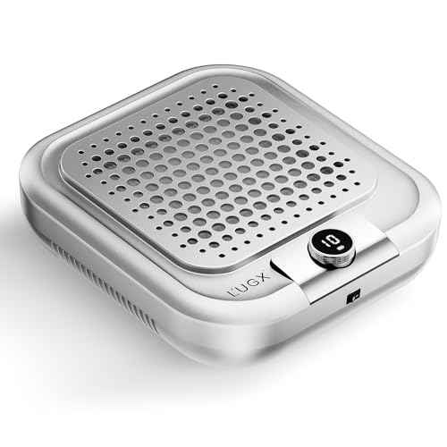 L'UGX Rechargeable Nail Dust Collector for Acrylic Nails, 10-Gear Professional Nail Vacuum Duster Extractor Cleaner With 2 Reusable Filters for Salon Use,Powerful