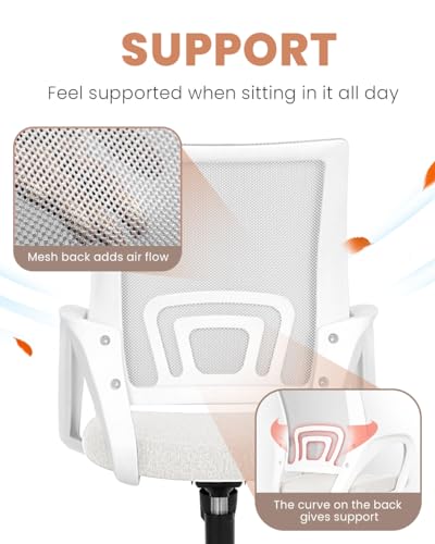 NEO CHAIR Computer Desk Chair Gaming - Ergonomic Mid Back Cushion Lumbar Support with Wheels Comfortable Mesh Racing Seat Adjustable Swivel Rolling Home Executive (Ivory)