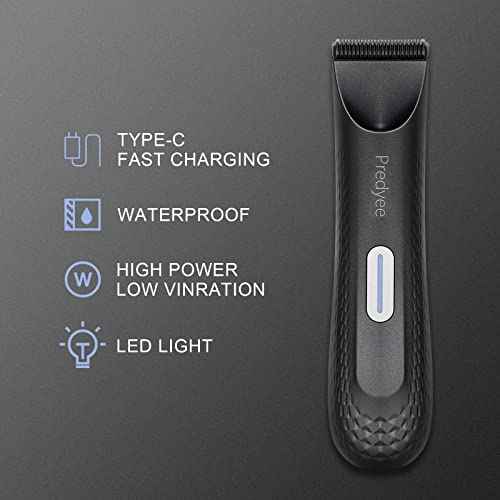 Manscape Trimmer for Men - IPX7 Waterproof Ball/Body Trimmer w/LED Light & Ceramic Blade, 120Min Groomer for Pubic/Groin/Chest, USB-C Fast Charge, No Nicks, Gifts for Him Dad Husband