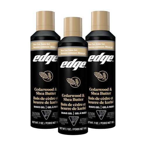 Edge Shave Gel for Men Cedarwood & Shea Butter 7oz (3 Pack) – Moisturizing, Protective