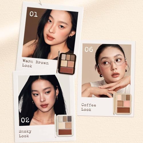 Joocyee 6-Color 5-in-1 Face Palette Coffee Look - Travel-Ready Lookbook