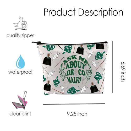 MNIGIU Movie Inspired Magic School Fan Gift Ask Me about Draco Makeup Zipper Pouch for Fans (Dra-co), Medium