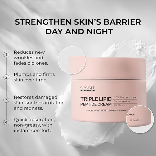 Triple Lipid-Peptide Cream: Enriched with Lipids, Peptides, Hyaluronic Acid, and Shea Butter for Brightening, Firming, and Plumping, 1.8 oz