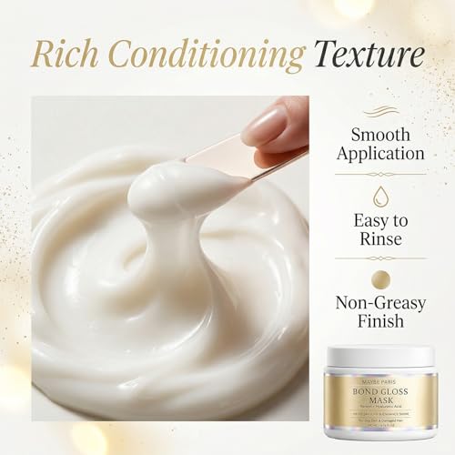 Bond Gloss Hair Mask with Hydrolyzed Keratin & Hyaluronic Acid - Moisturizing Treatment for Dry, Dull, Damaged Hair