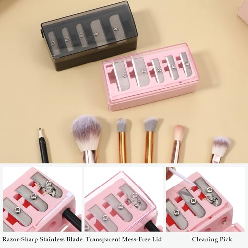 Multi-Function Eye and Lip Pencil Sharpener Set - 2 Pieces, 5 Hole Portable Makeup Tool