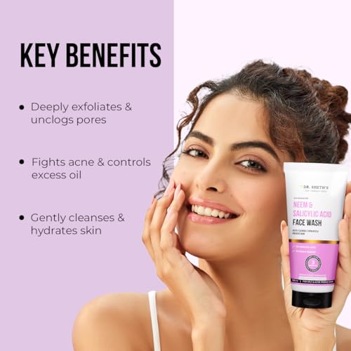Dr. Sheth¡¯s Neem & Salicylic Acid Face Wash | Deeply Cleanses & Unclogs Pores | Controls Acne, Blackheads & Oil | Unisex BHA Cleanser | 3.38 Fl Oz/100 ml