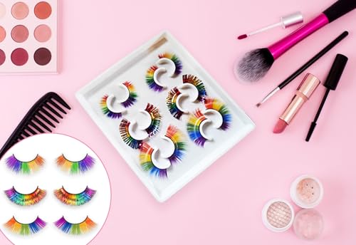 6 Pairs 3D Rainbow False Eyelashes - Natural Look, 3 Styles