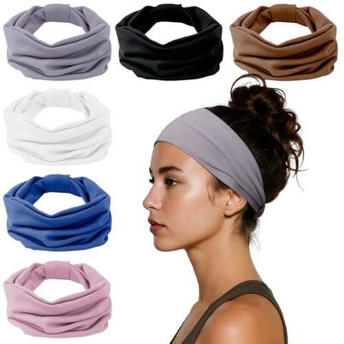 HSEM Wide Elastic Headbands for Women, 6-Pack