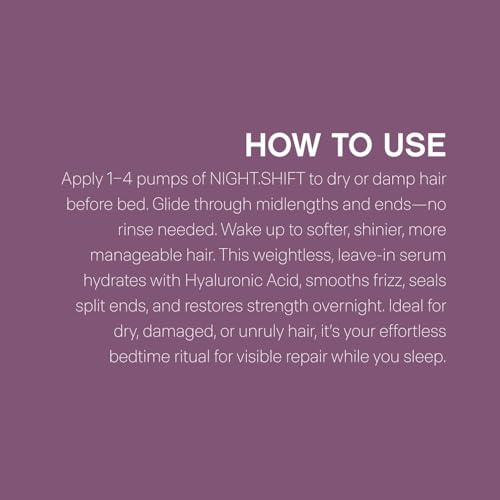 KEVIN.MURPHY NIGHT.SHIFT - Lightweight Overnight Hair Serum - Supports Hydration & Softness - Hair Treatment Includes Hyaluronic Acid & Australian Kakadu Plum - 100 mL / 3.4 fl oz