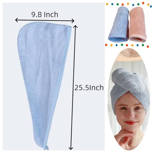 2 Pack Microfiber Hair Towel Wrap - Quick Dry