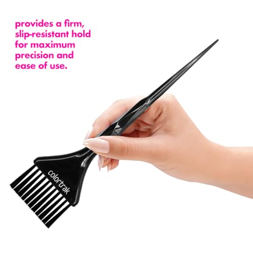 Colortrak Black Diamond Color Brushes, Gem Cut Handles for a Firm Slip-Resistant Hold with Tapered Ends for Sectioning - 1 Firm Brush and 1 Feather Brush