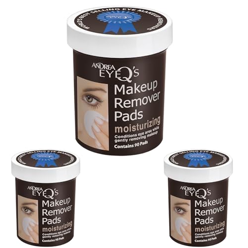 Andrea Moisturizing Eye Makeup Remover Pads, 90-Count (Pack of 3)
