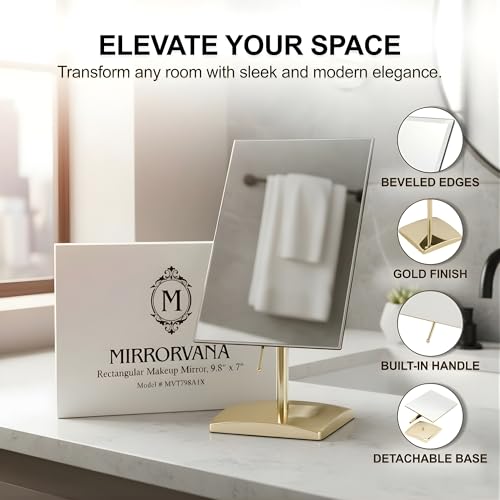 Mirrorvana Gold Large Free Standing Frameless Mirror 9.8 x 7 Inches