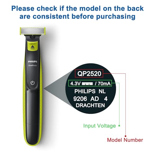 4.3V Charger for Philips Norelco One Blade QP2520 QP2521 QP2522 QP2510 QP2515 QP2620 QP2721 MG5700 MG3740 MG3730 MG3720 MG3710 QG3330 QT4000 Electric Shaver Adapter Power Cord