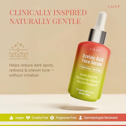 Azelaic Acid Face Serum 10% for Women ? Brightening & Clarifying Facial Serum with Niacinamide, Vitamin C, Hyaluronic Acid & Jojoba Oil ? Redness & Dark Spot Balancing, 1 fl oz
