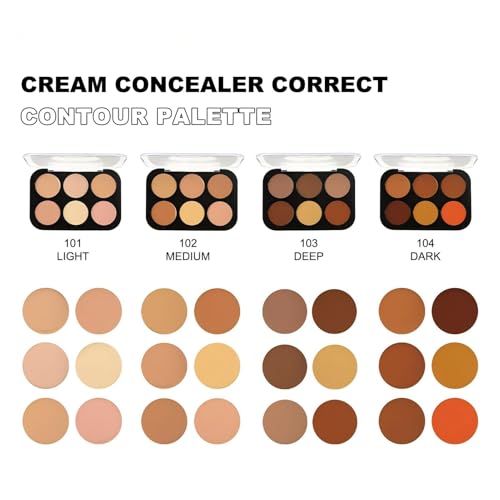 Corlo 6-Color Cream Concealer Palette - Full Coverage