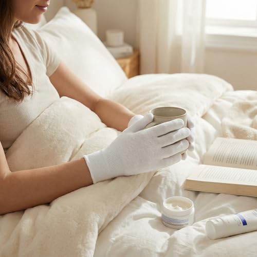 Youneedthat Nitrile Glove Liners for Eczema - 20-Count Safety Gloves with Non-Slip Grip, White, Food Prep