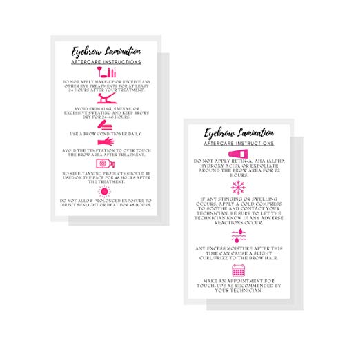 Eyebrow Lamination Aftercare Cards 50pc 2x3.5" Printed