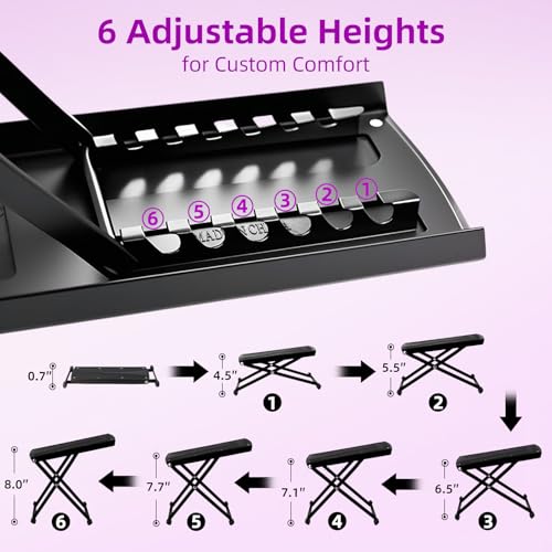 6-Height Adjustable Pedicure Foot Rest | Foldable Stool