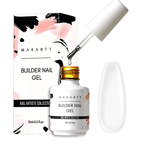 Makartt Nail Art Brushes,Liner for Nails, 5pcs, 7/9/11/15/25mm Bundle with Makartt Builder Nail Gel 15ml 5 in 1 Multifunctional Clear Gel Nail Polish